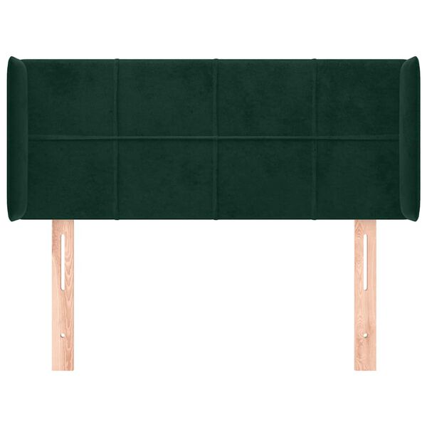 vidaXL Cabeceira de cama c/ abas veludo 103x16x78/88cm verde-escuro