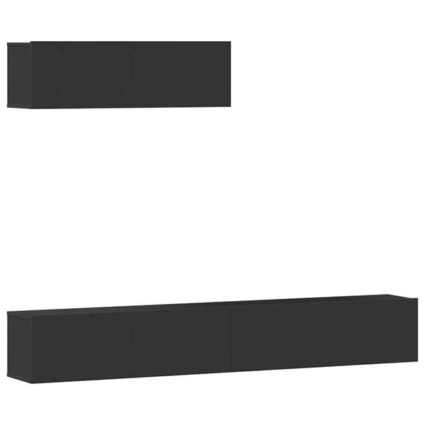 vidaXL Conjunto m&oacute;veis de TV 3 pcs madeira processada preto