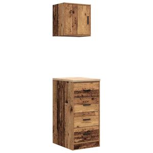 vidaXL Arm&aacute;rios de garagem 2 pcs derivados de madeira madeira velha