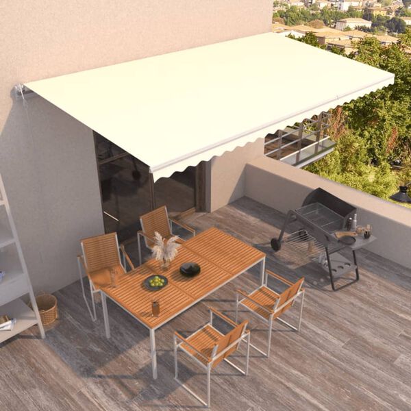 vidaXL Toldo retr&aacute;til autom&aacute;tico 600x350 cm creme