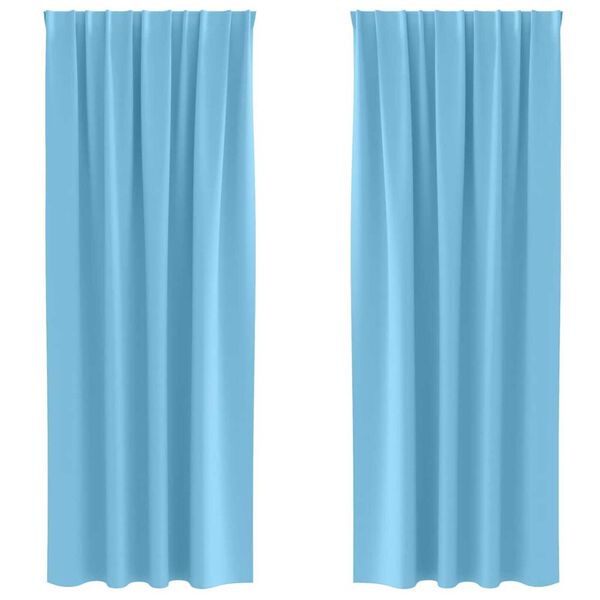 vidaXL Cortinas Blackout com Argolas 2 pcs Azul Claro 260 x 140 cm