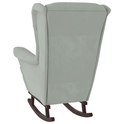 vidaXL Cadeira de baloiço c/ pernas em seringueira veludo cinza-claro
