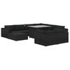vidaXL 10 pcs conjunto lounge de jardim c/ almofad&otilde;es vime PE preto