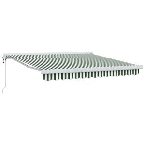 vidaXL Toldo retr&aacute;til Verde e Branco 300 x 250 x 165 cm Tecido e Metal
