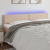 vidaXL Cabeceira cama c/ LED couro artificial 180x5x78/88cm cappuccino