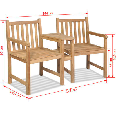 vidaXL Cadeiras de jardim 2 pcs orifício p/ guarda-sol teca maciça