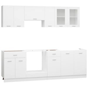 vidaXL 8 pcs conjunto arm&aacute;rios de cozinha derivados de madeira Lyon branco