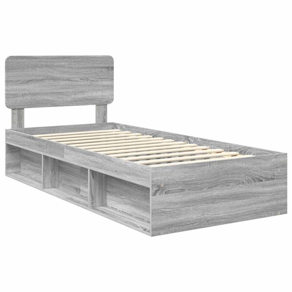 vidaXL Estrutura da Cama com cabeceira Cinza Sonoma 100 x 200 cm