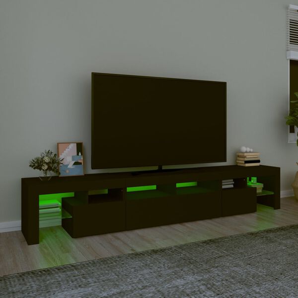 vidaXL M&oacute;vel de TV com luzes LED 230x36,5x40 cm preto