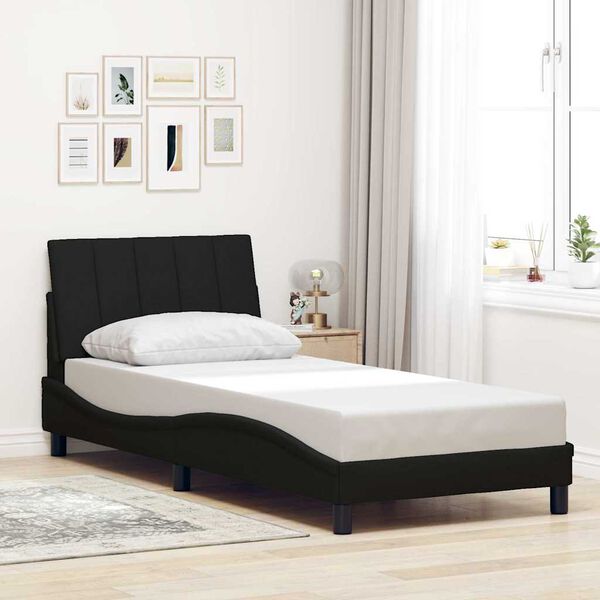 vidaXL Estrutura de cama sem colch&atilde;o Hanko 90x200 cm tecido preto