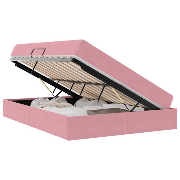 vidaXL Cama com arruma&ccedil;&atilde;o e colch&atilde;o Rosa 140 x 190 cm Veludo