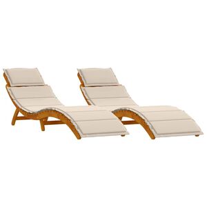 vidaXL Espregui&ccedil;adeira 2 unid. Madeira S&oacute;lida de Ac&aacute;cia Branco Creme