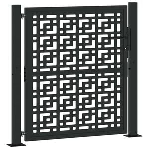 vidaXL Port&atilde;o de jardim preto 100x100 cm a&ccedil;o design em cruz