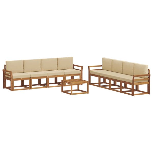 vidaXL Conjunto de Sof&aacute;s para Exterior 9 pcs Natural e Bege