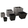 vidaXL Vasos/floreiras de jardim elevados 3 pcs vime PE cinzento