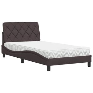 vidaXL Cama com colch&atilde;o 100x200 cm tecido castanho-escuro