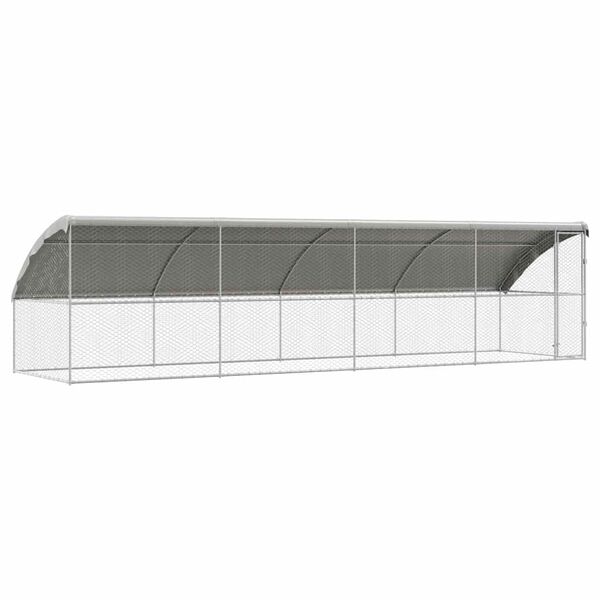 vidaXL Canil de Cachorro 4 pcs Prateado 8 x 2 x 2 m A&ccedil;o galvanizado