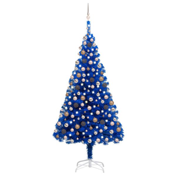 vidaXL Árvore Natal artificial pré-iluminada c/ bolas 210cm PVC azul