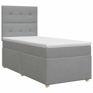 vidaXL Cama box spring com colch&atilde;o Cinzento-claro 80 x 200 cm Tecido