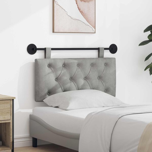 vidaXL Cabeceira Suspensa Cinzento-claro 100 x 55 x 7 cm Veludo