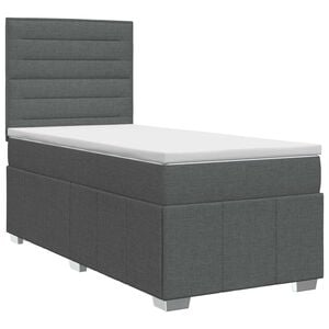 vidaXL Cama box spring com colch&atilde;o Cinzento-Escuro 80 x 200 cm Tecido