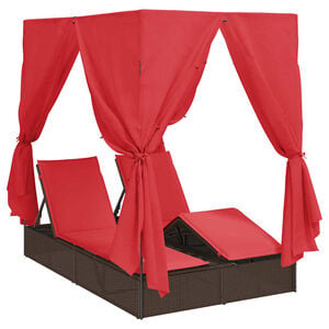 vidaXL Espregui&ccedil;adeira Dupla Vermelho 205 x 129 x 200 cm vime PE