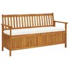 vidaXL Banco de arruma&ccedil;&atilde;o c/ almofad&atilde;o 148 cm madeira de ac&aacute;cia maci&ccedil;a