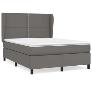 vidaXL Cama com molas/colch&atilde;o 140x190 cm couro artificial cinzento