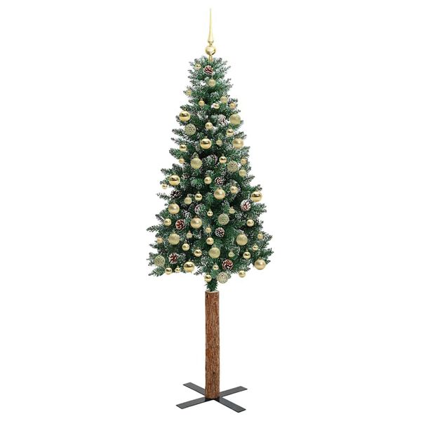 vidaXL &Aacute;rvore de Natal Slim com 300 LEDs com suporte Verde 210 cm