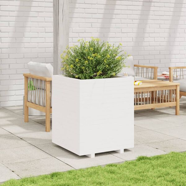 vidaXL Vaso/floreira de jardim 60x60x72,5 cm pinho maci&ccedil;o branco