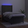 vidaXL Cama box spring c/ colch&atilde;o/LED 90x190 cm veludo cinzento-escuro