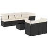 vidaXL 8 pcs conjunto sof&aacute;s de jardim com almofad&otilde;es vime PE preto