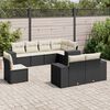 vidaXL 8 pcs conjunto sof&aacute;s de jardim com almofad&otilde;es vime PE preto