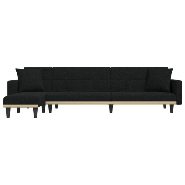 vidaXL Sof&aacute;-cama em forma de L 275x140x70 cm tecido preto