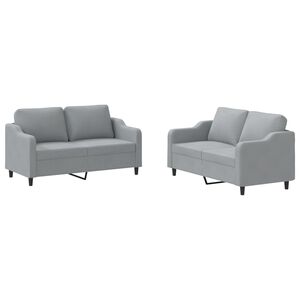 vidaXL 2 pcs conjunto de sof&aacute;s com almofad&otilde;es tecido cinzento-claro
