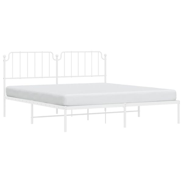 vidaXL Estrutura de cama com cabeceira 160x200 cm metal branco
