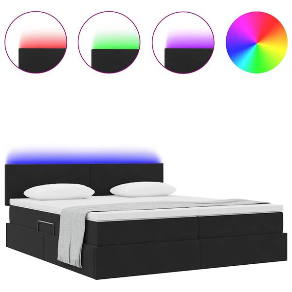 vidaXL Cama com luzes de tira LED Preto 200 x 200 cm Veludo