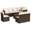 vidaXL 9 pcs conjunto sof&aacute;s p/ jardim c/ almofad&otilde;es vime PE castanho