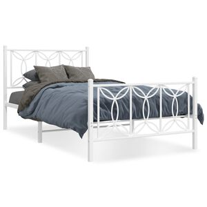 vidaXL Estrutura de cama com cabeceira e pés 107x203 cm metal branco