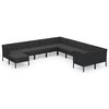 vidaXL 11 pcs conjunto lounge de jardim c/ almofad&otilde;es vime PE preto