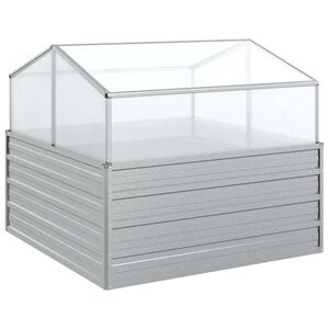 vidaXL Canteiro elevado com estufa 100x100x85 cm prateado