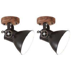 vidaXL Candeeiros de parede/teto industriais 2 pcs 20x25 cm E27 preto