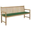 vidaXL Banco de jardim c/ almofad&atilde;o verde 175 cm teca maci&ccedil;a