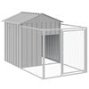vidaXL Casota para c&atilde;es com parque a&ccedil;o galvanizado cinzento-claro