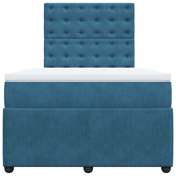 vidaXL Cama boxspring com colch&atilde;o 120x190 cm veludo azul-escuro
