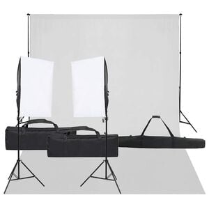 vidaXL Kit de est&uacute;dio fotogr&aacute;fico com conjunto de ilumina&ccedil;&atilde;o e fundo