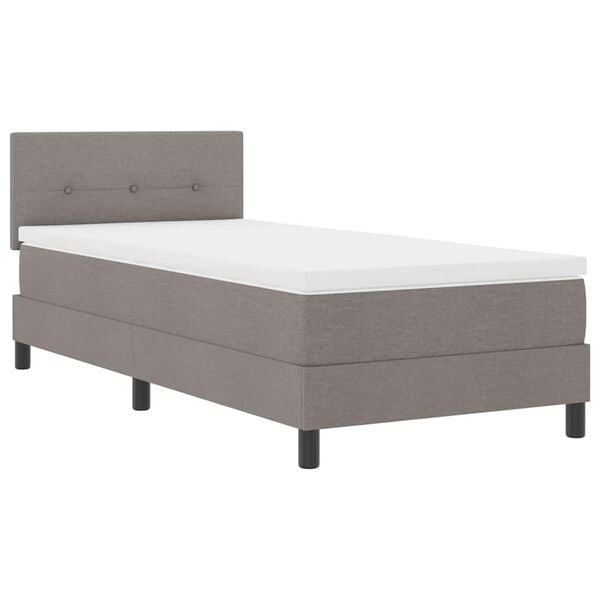 vidaXL Cama Box com colch&atilde;o Cinzento-acastanhado 90 x 200 cm tecido