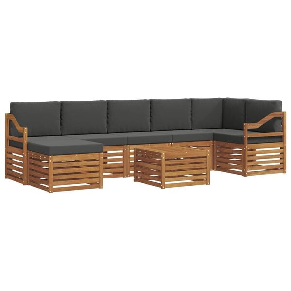vidaXL Conjunto de Sof&aacute; Sectional 8 pcs Natural e Antracite