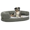 vidaXL Cama para c&atilde;es ergon&oacute;mica 90x64cm aspeto linho pel&uacute;cia cinzento