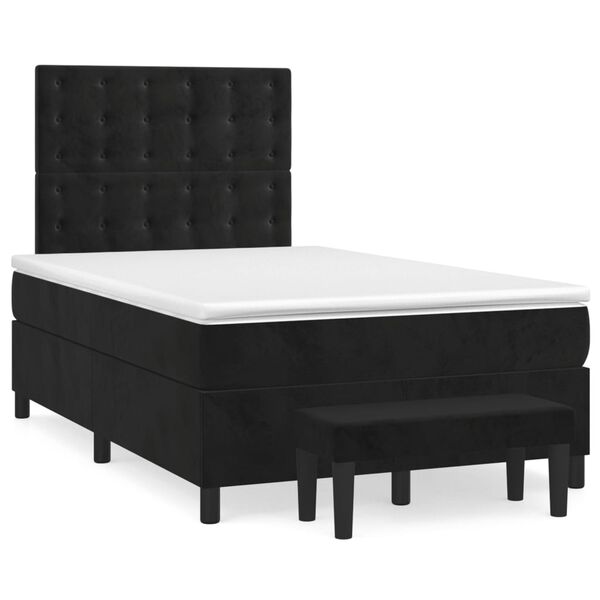 vidaXL Cama boxspring com colch&atilde;o 120x190 cm veludo preto